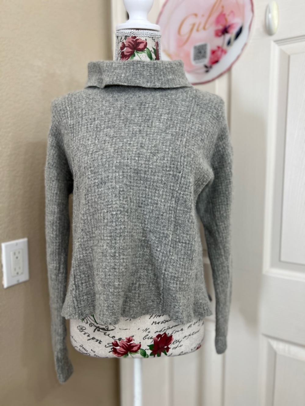 Free People Heather Grey Cowl Neck Sweater